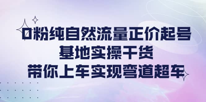 0粉纯自然流量正价起号基地实操干货,带你上车实现弯道超车网创吧-网创项目资源站-副业项目-创业项目-搞钱项目网创吧