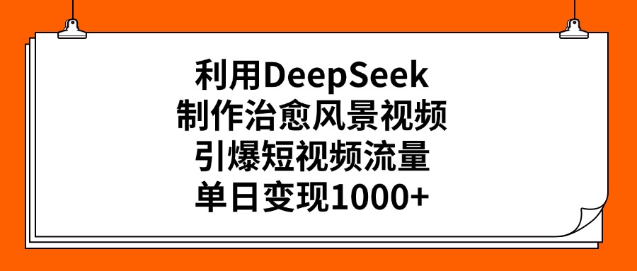 利用DeepSeek，制作治愈风景视频，引爆短视频流量，单日变现1000+网创吧-网创项目资源站-副业项目-创业项目-搞钱项目网创吧