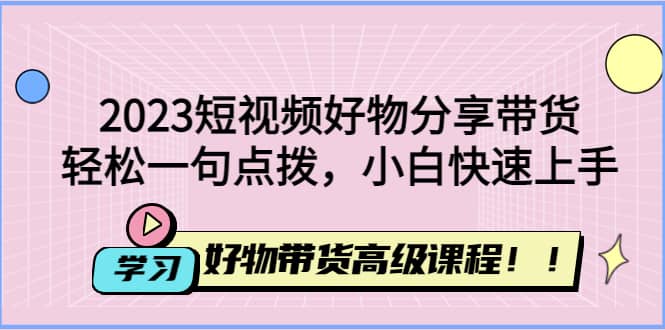 2023短视频好物分享带货,好物带货高级课程,轻松一句点拨,小白快速上手网创吧-网创项目资源站-副业项目-创业项目-搞钱项目网创吧