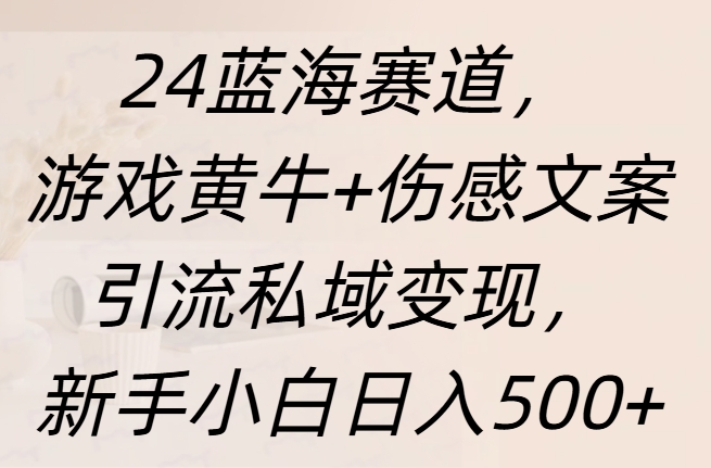 24蓝海赛道,游戏黄牛+伤感文案引流私域变现,新手日入500+网创吧-网创项目资源站-副业项目-创业项目-搞钱项目网创吧