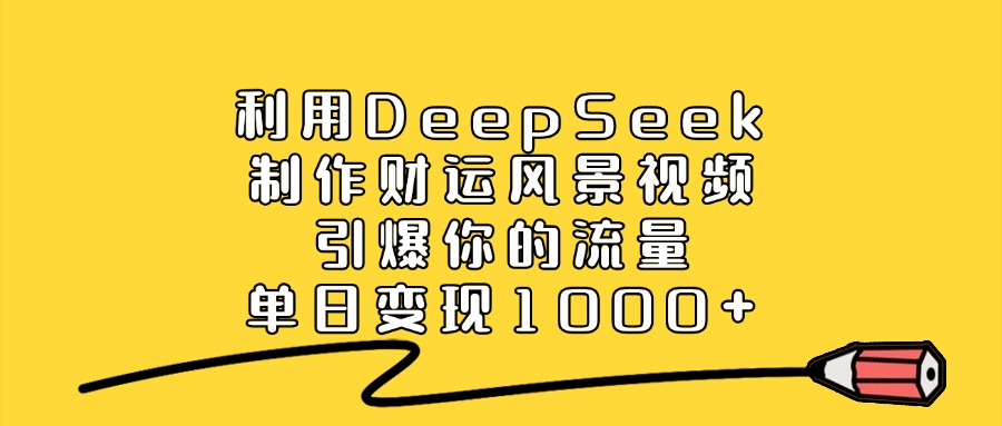 利用DeepSeek制作财运风景视频，引爆你的流量，单日变现1000+网创吧-网创项目资源站-副业项目-创业项目-搞钱项目网创吧