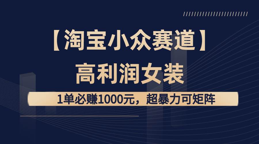 【淘宝小众赛道】高利润女装:1单必赚1000元,超暴力可矩阵网创吧-网创项目资源站-副业项目-创业项目-搞钱项目网创吧