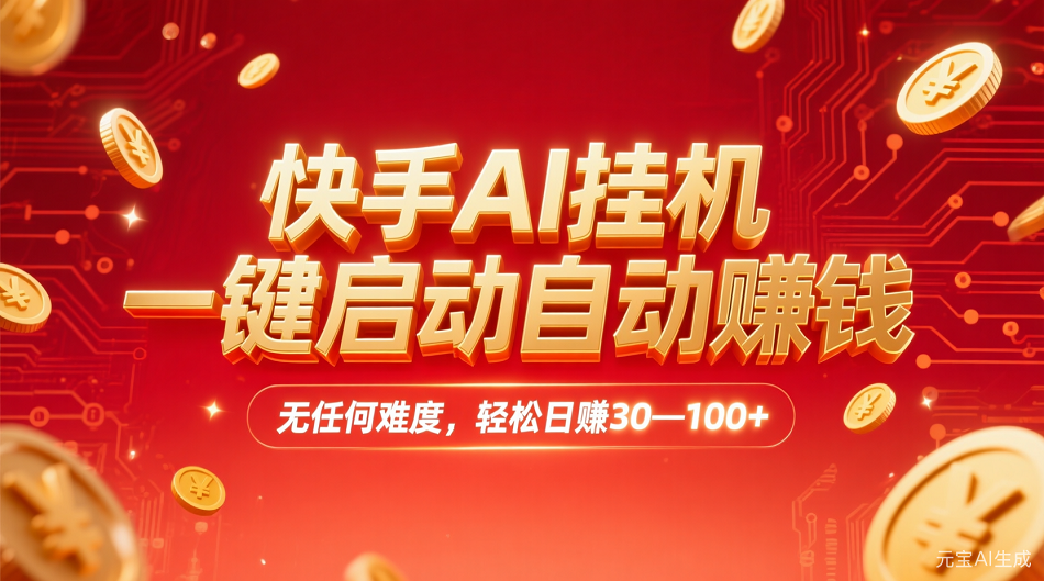 快手AI,一键启动自动赚钱 无任何难度,轻松一天30—100+网创吧-网创项目资源站-副业项目-创业项目-搞钱项目网创吧