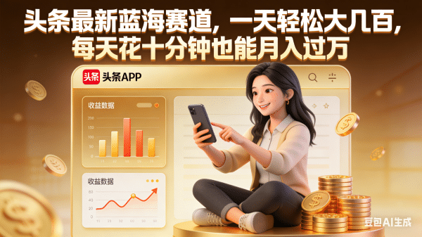 头条最新蓝海赛道，一天轻松大几百，每天花十分钟也能月入过万网创吧-网创项目资源站-副业项目-创业项目-搞钱项目网创吧