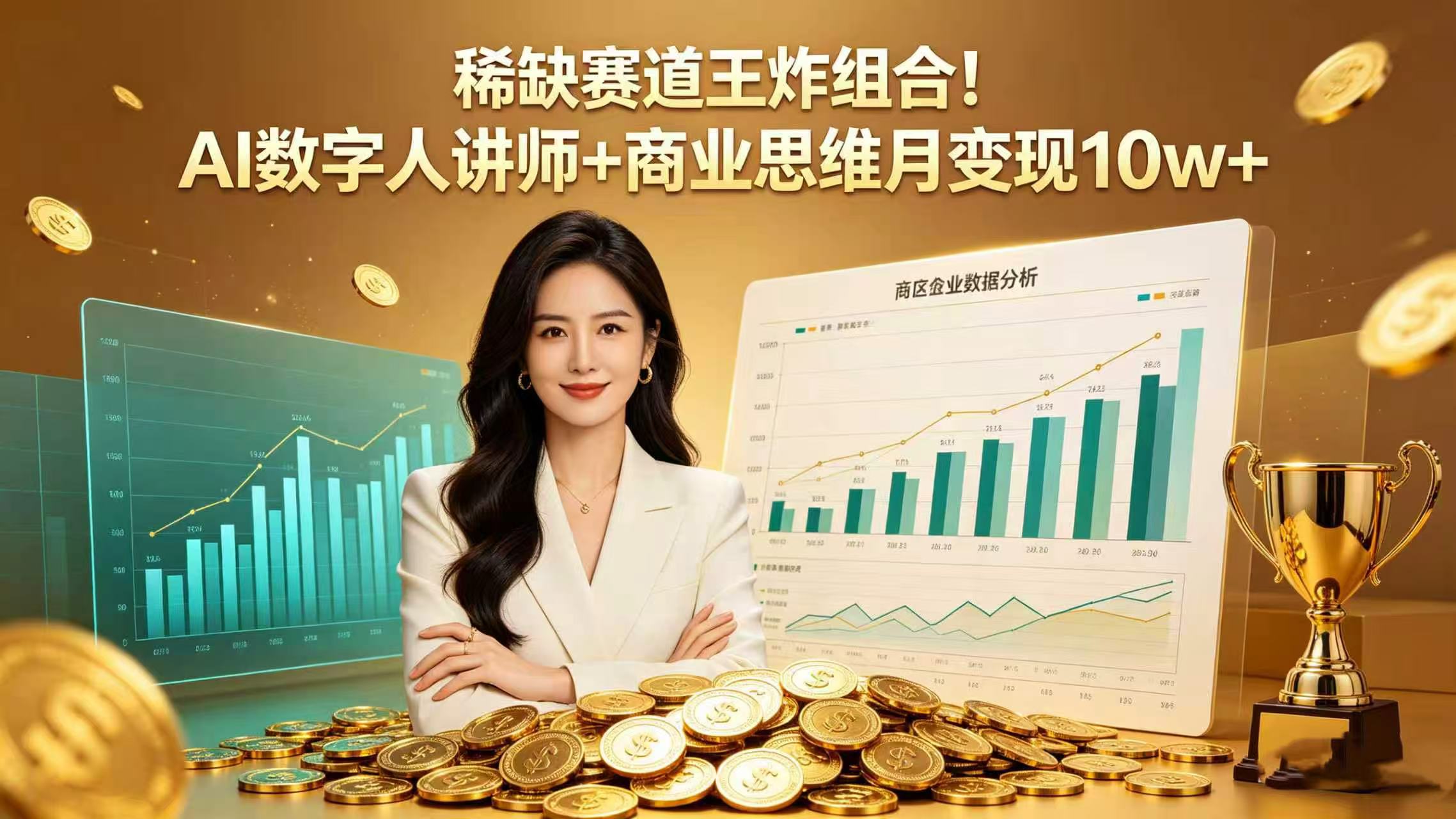 稀缺赛道王炸组合！AI 数字人讲师 + 商业思维 月变现 10w+网创吧-网创项目资源站-副业项目-创业项目-搞钱项目网创吧