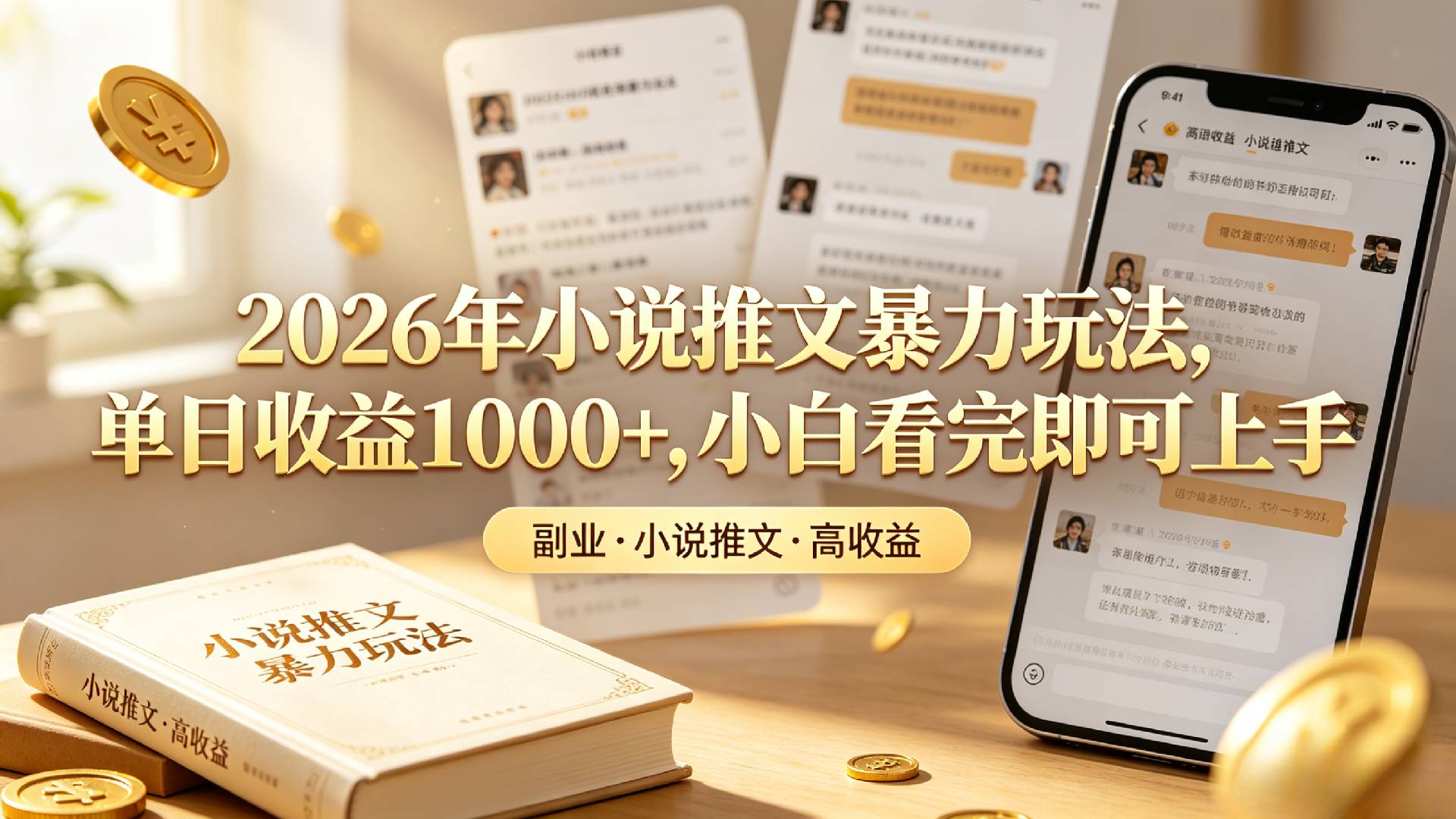 2026年小说推文暴力玩法，单日收益1000+，小白看完即可上手网创吧-网创项目资源站-副业项目-创业项目-搞钱项目网创吧
