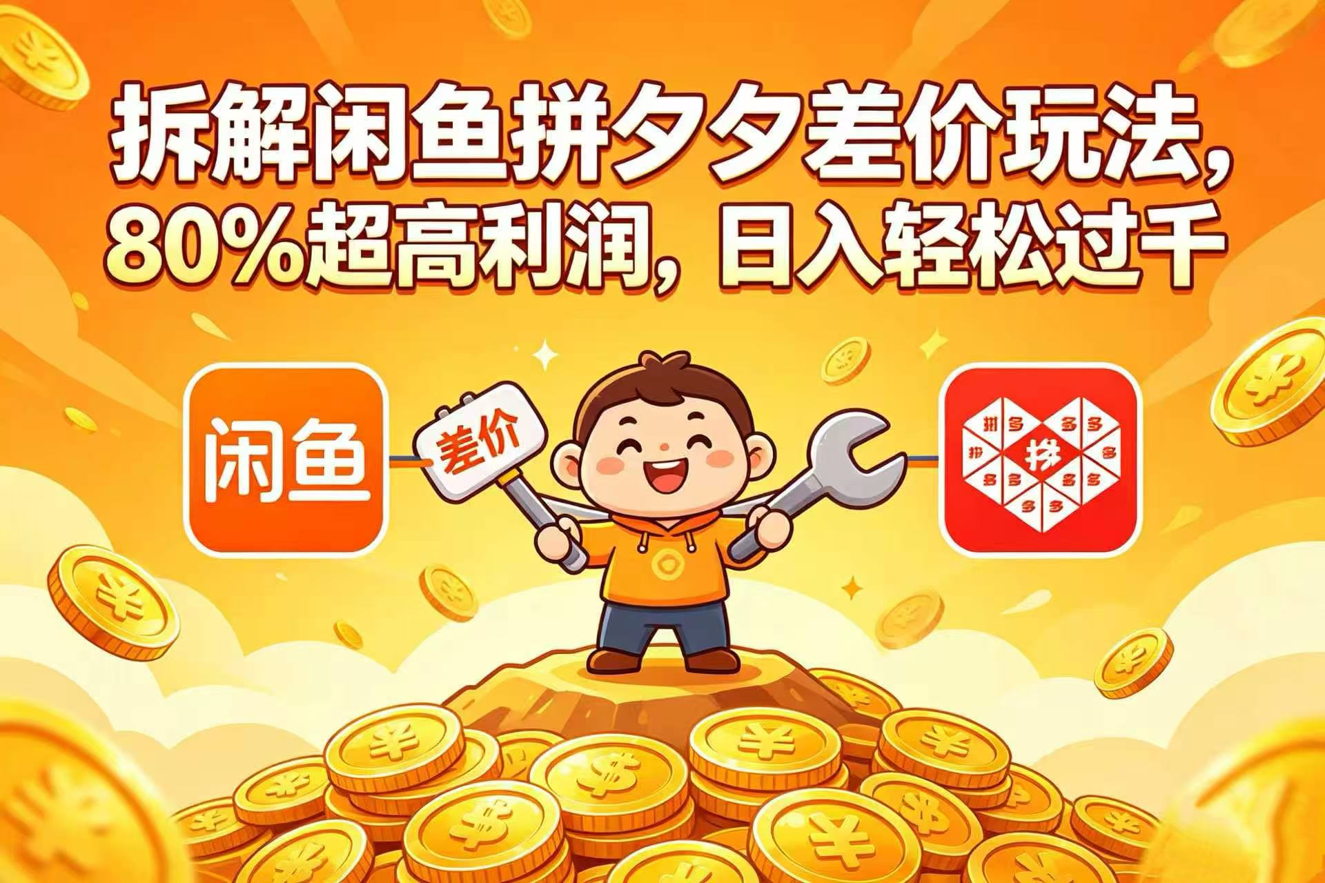 拆解闲鱼拼夕夕差价玩法，80% 超高利润，日入轻松过千网创吧-网创项目资源站-副业项目-创业项目-搞钱项目网创吧